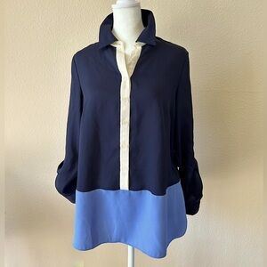 Talbots Color Block Button Down Top